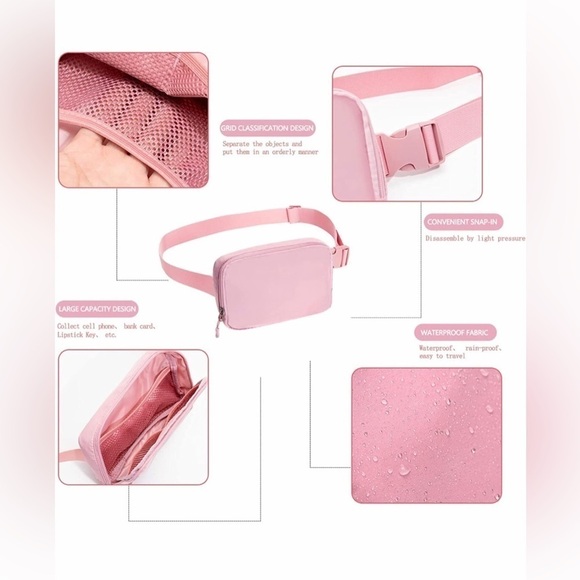 Women’s Pink Belt Bag Crossbody Fanny Pack - Picture 3 of 7